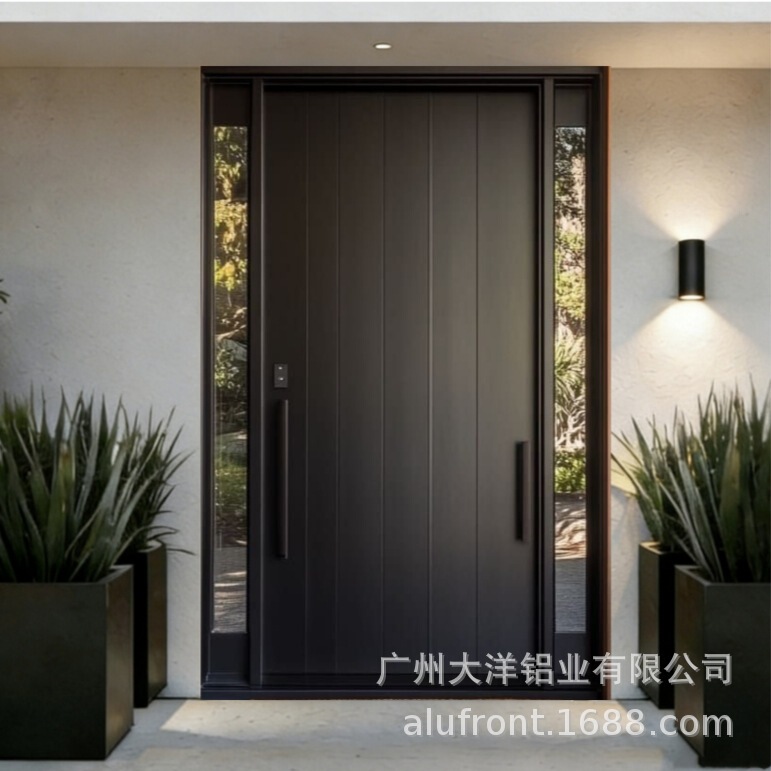Export-grade system aluminum alloy entrance door, insulated glass for sun protection, bulk purchase for construction site villas