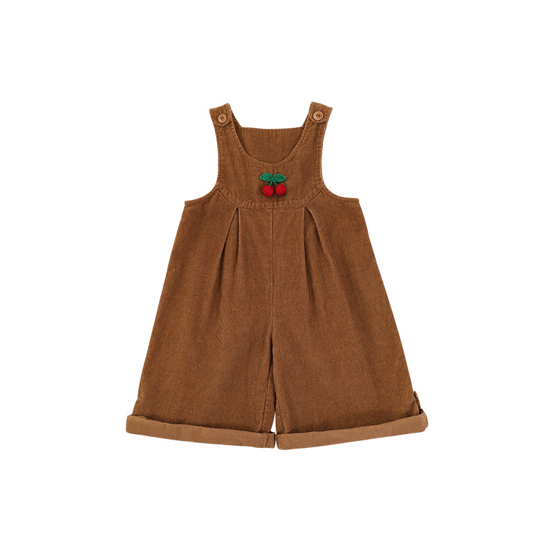 Wulibuyi niñas vintage cardigan de punto traje lindo oso cereza niños otoño suspender Pantalones