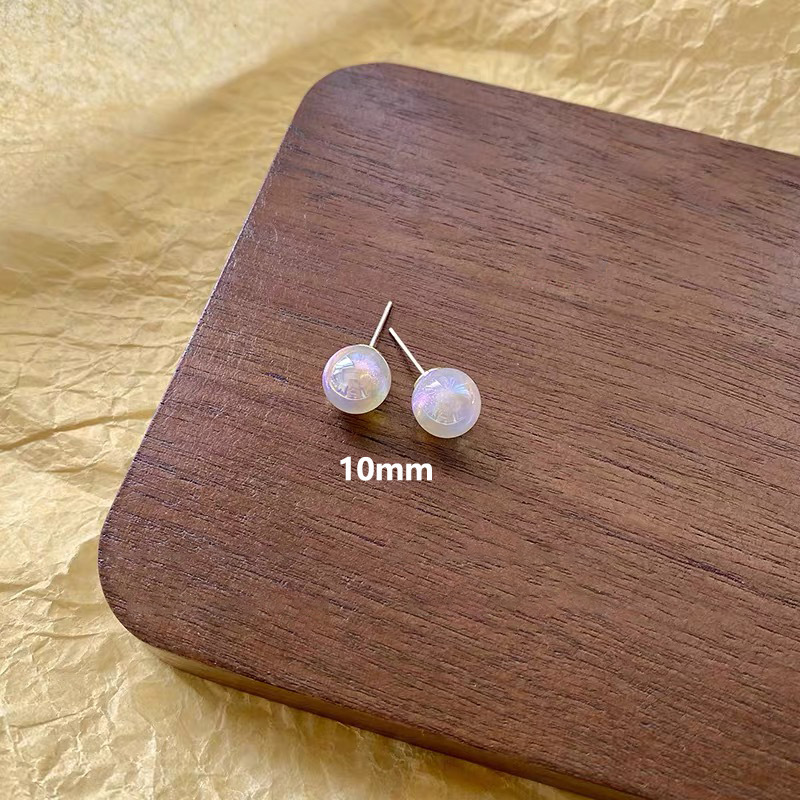 컬러풀 라운드 진주 스터드 귀걸이 [10mm]