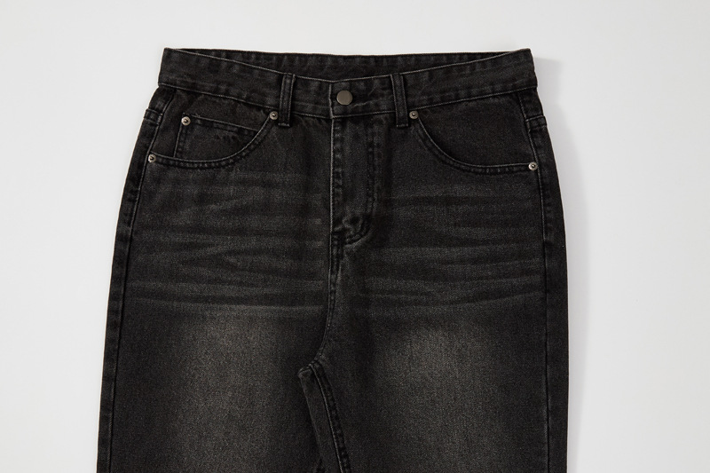 Men's Clothing Black Flared Jeans High Street Y2K Distressed Vintage Washed Clean Fit American Menswear_mkmklike.com