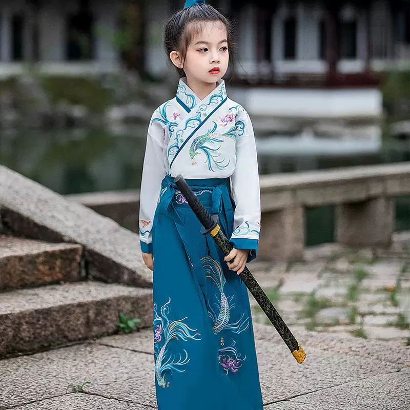 Юбка для девочек ханьфу в китайском стиле, детский костюм Тан, старинный костюм для девочки, китайский стиль ханьфу, весна 2023 года