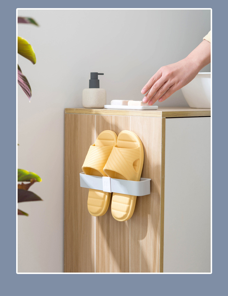 Bathroom Slipper Rack Wall-mounted Punch-free Toilet Hook Behind The Door Toilet Hanging Wall Storage Shelf Storage Fantastic display picture 2