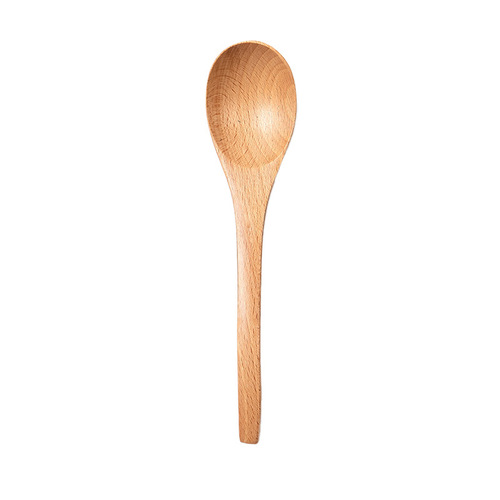 Beech Japanese-style small spoon children's long and short wooden tableware solid color soup spoon portable long handle mixing spoon wholesale