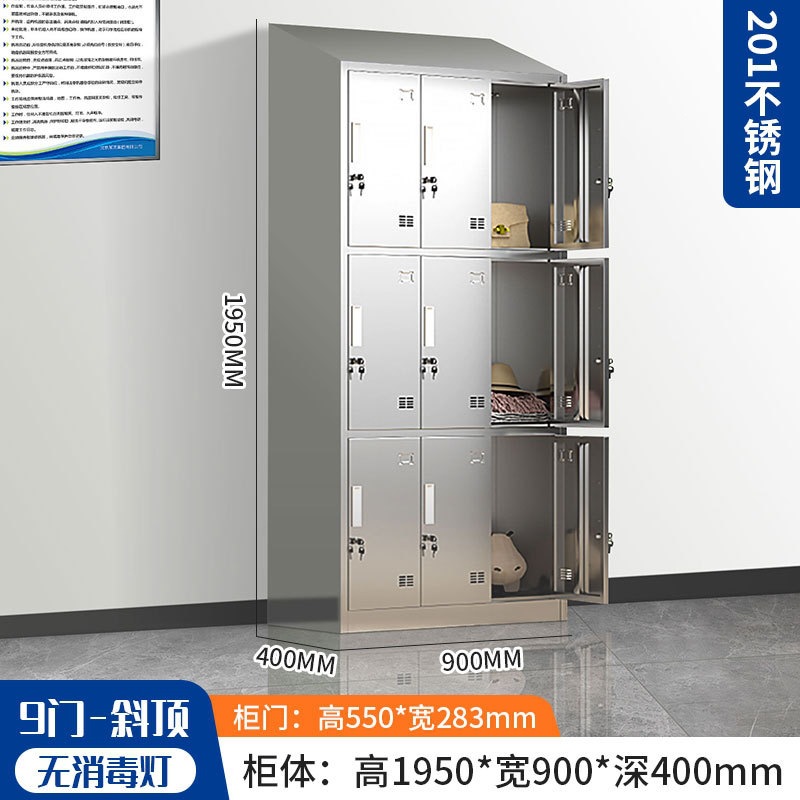 304 armario de acero inoxidable con cerradura armario de almacenamiento personal dormitorio multipuerta gabinete de almacenamiento de taller limpio