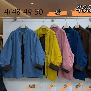 we2026秋冬季新款女棉衣棉服宽松外套工装服休闲款褂子复古撞色