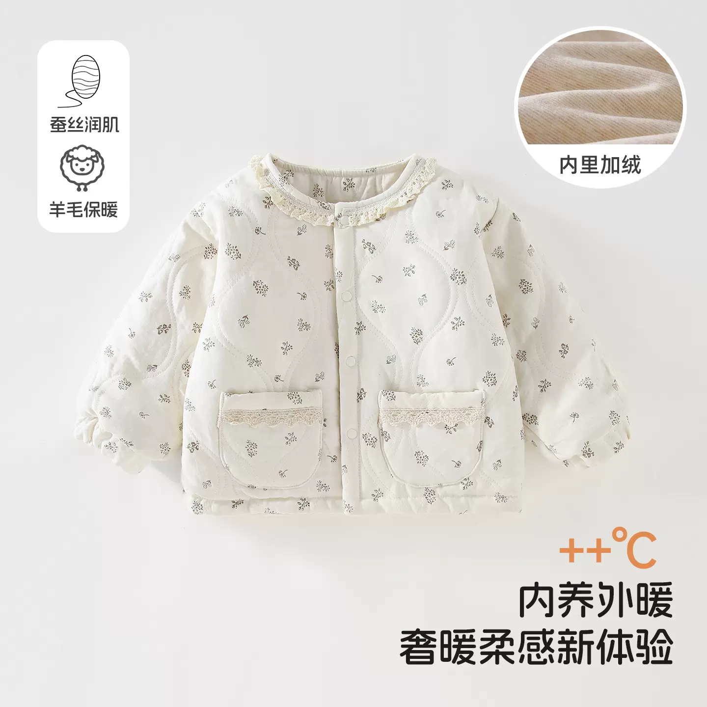 宝宝棉服秋冬季加绒加厚外出服小童外套婴幼儿棉袄女宝保暖冬装