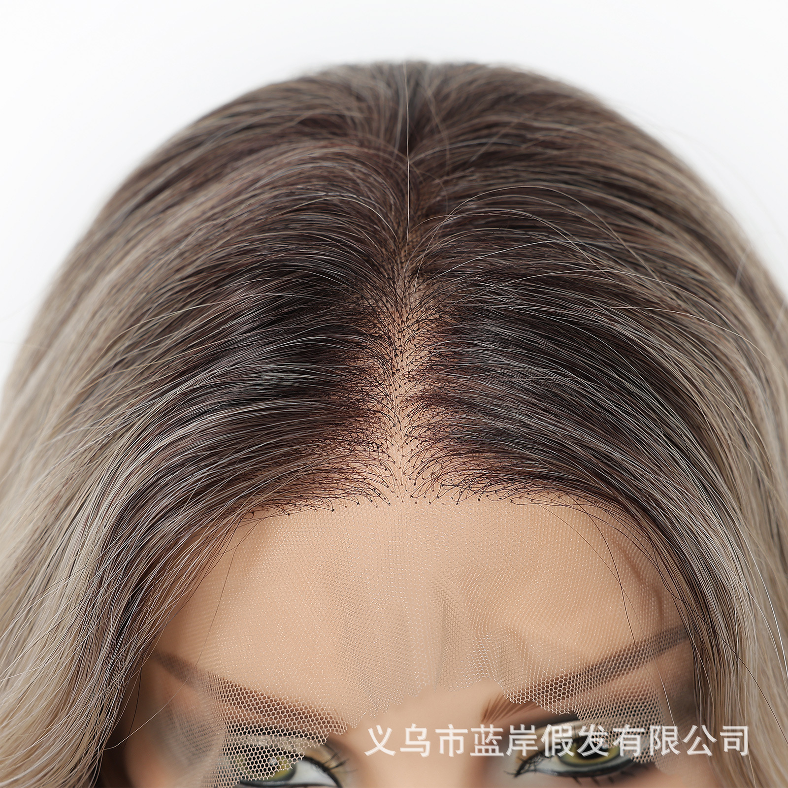 Nuevo estilo estilo europeo y americano gradiente oro 13*6 cabello largo y rizado peluca de encaje de gran área costura de cabello femenino cubierta completa transpirable realista