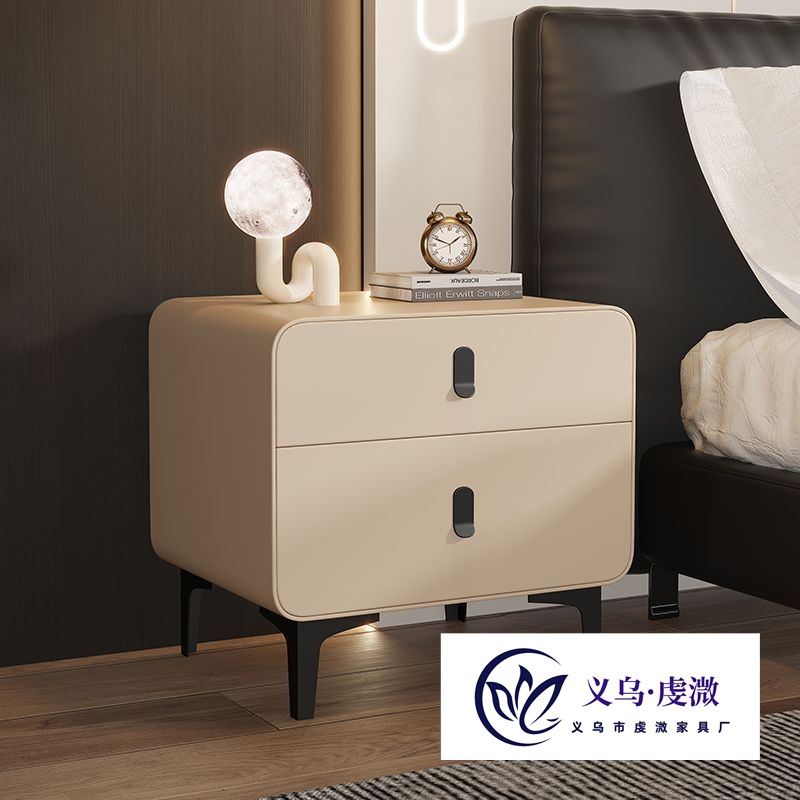 Italian-Style Minimalist E1-Grade Eco-Friendly Storage Bedside Cabinet, Fully Assembled, 40 cm Wide, Small Cream Style