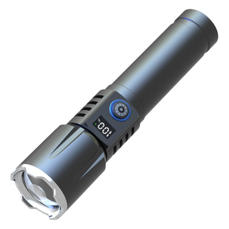 Transfronterizo blanco láser de largo alcance linterna LCD pantalla digital fuerte luz al aire libre carga súper brillante táctica zoom imán