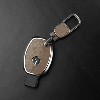 Specially Designed for Mercedes Key Covers: Car key bag - mercedes-benz-c-class-3-button-key-fob-case-square-buckle-elephant-gray