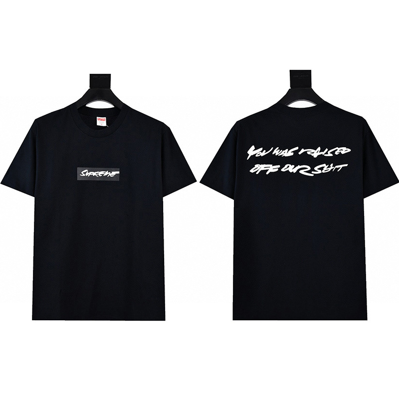 ヘビーウェイトクロスボーダー アメリカンファッション Supreme レタープリント Tシャツ BOX ラウンドネック 半袖 メンズ レディース ゆったり カジュアル Tシャツ 男女兼用