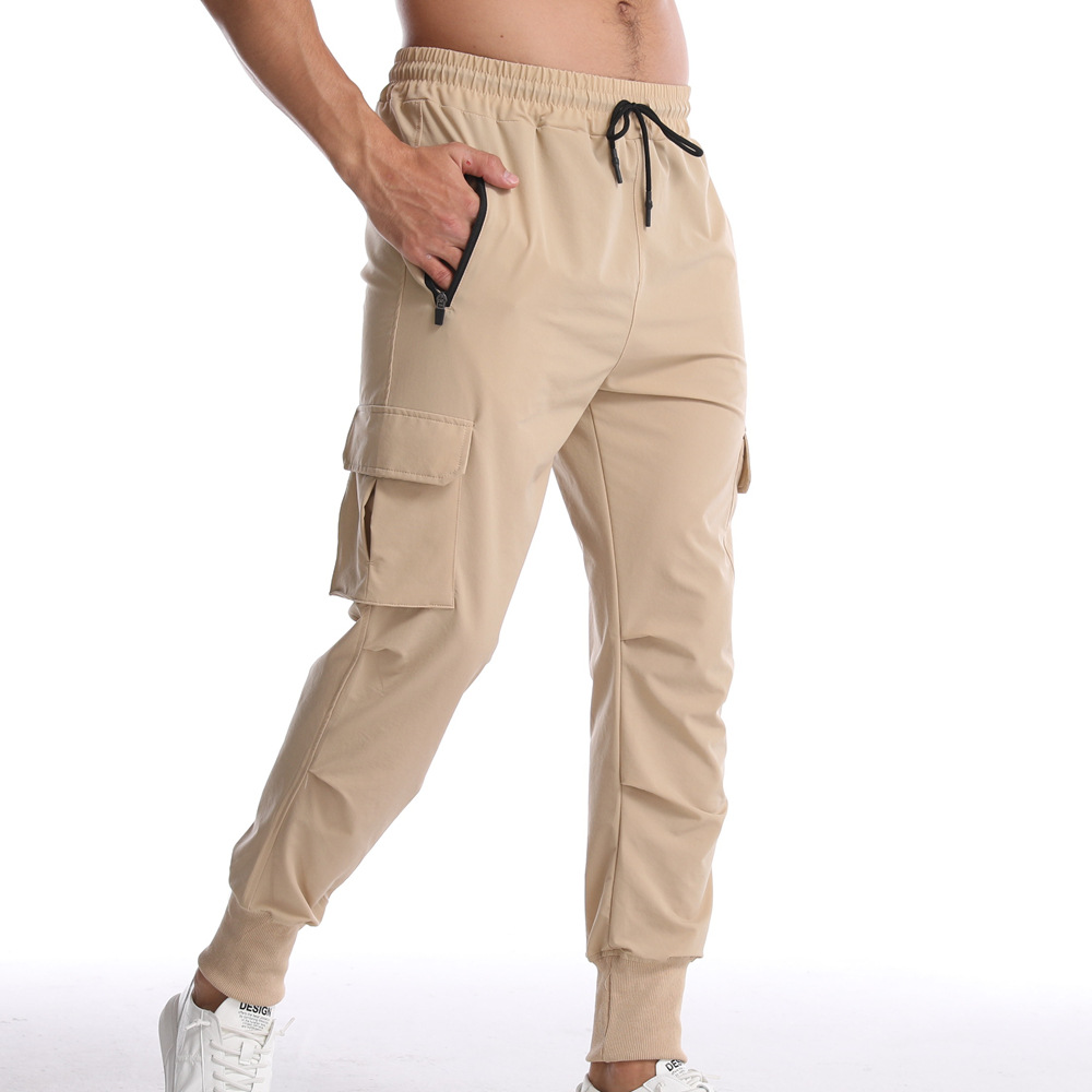 Pantalones deportivos casuales para hombre, transpirables, elásticos, de nailon tejido, ajustados, para correr, entrenar, con corte ajustado.