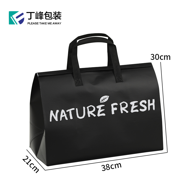 Ins madera no tejida de aluminio bolsas de aislamiento térmico fruta cortar té beber jugo para llevar bolsas de mano auto-sellado color sólido