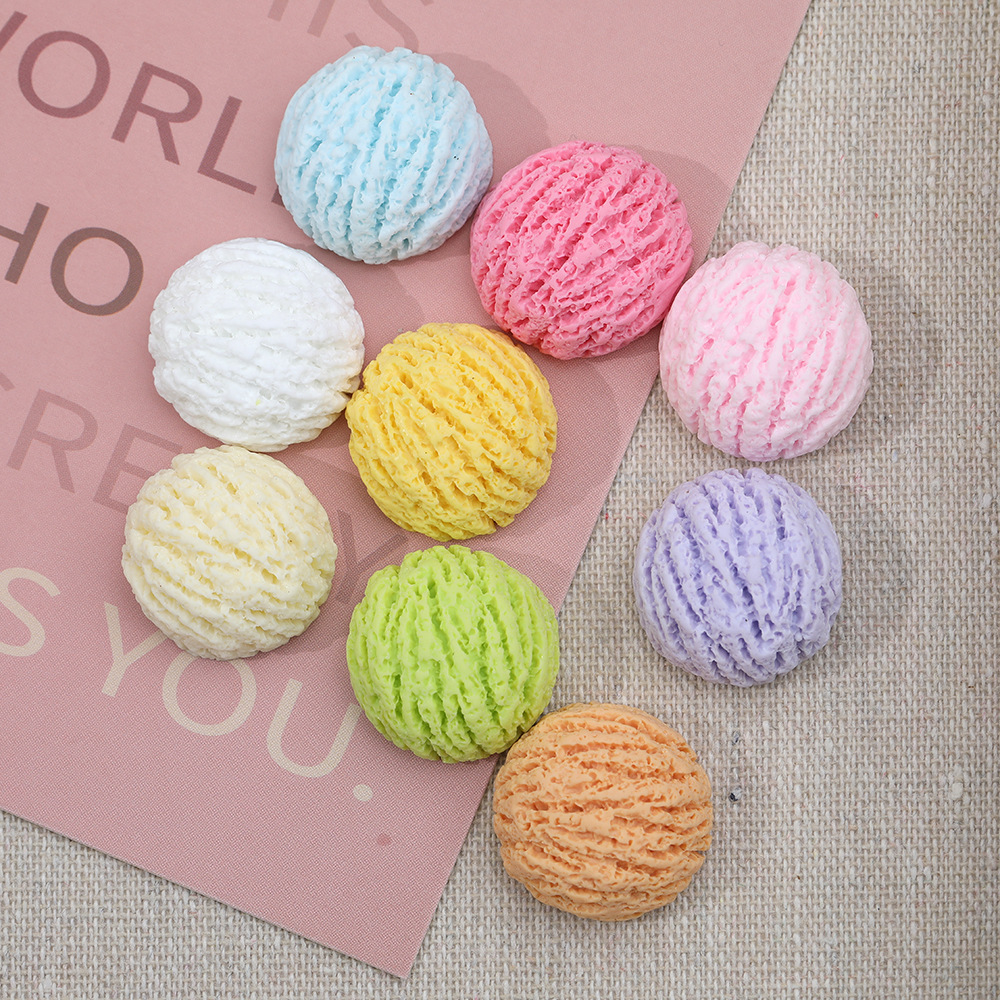 Macaron color helado bola resina accesorios DIY accesorios para el cabello teléfono móvil Shell simulación postre bola al por mayor