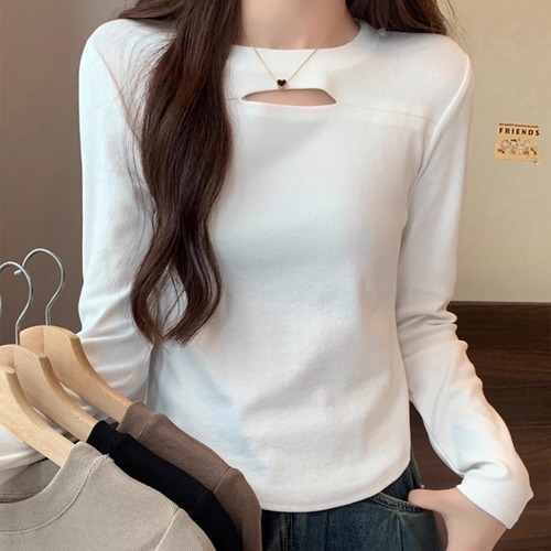 Pure Color Laced Fleece Base Shirt for Women 2025 Autumn/Winter Layering Long Sleeve Warm Bodycon Short-sleeved Top