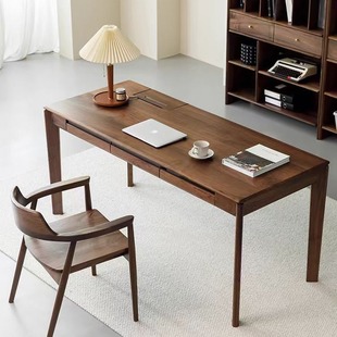 North American Black Walnut Study Computer Desk Japanese Style Light Luxury Writing Desk Nordic Style Modern Simple Solid Wood Office Log