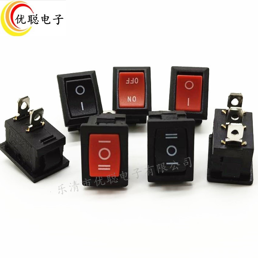 小船型开关kcd1-101带线二档/2脚3脚三档15*21MM饮水机翘板小开关