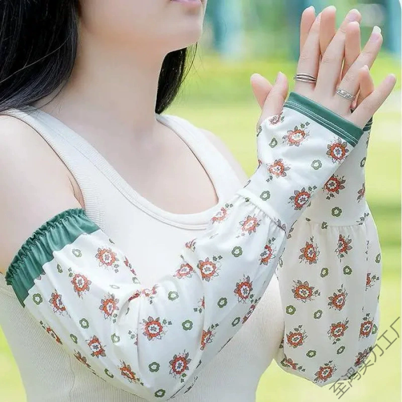 Солнцезащитные рукава из ледяного шелка для женщин летом, тонкие свободные рукава для вождения на открытом воздухе, защита от ультрафиолета, легкие и дышащие рукава для рук.