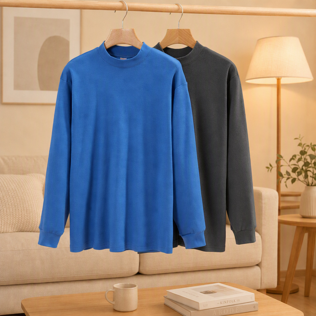 Men's pure cotton thermal undershirt with a high collar, warm and thick, suitable for middle-aged and elderly people, elastic pullover top