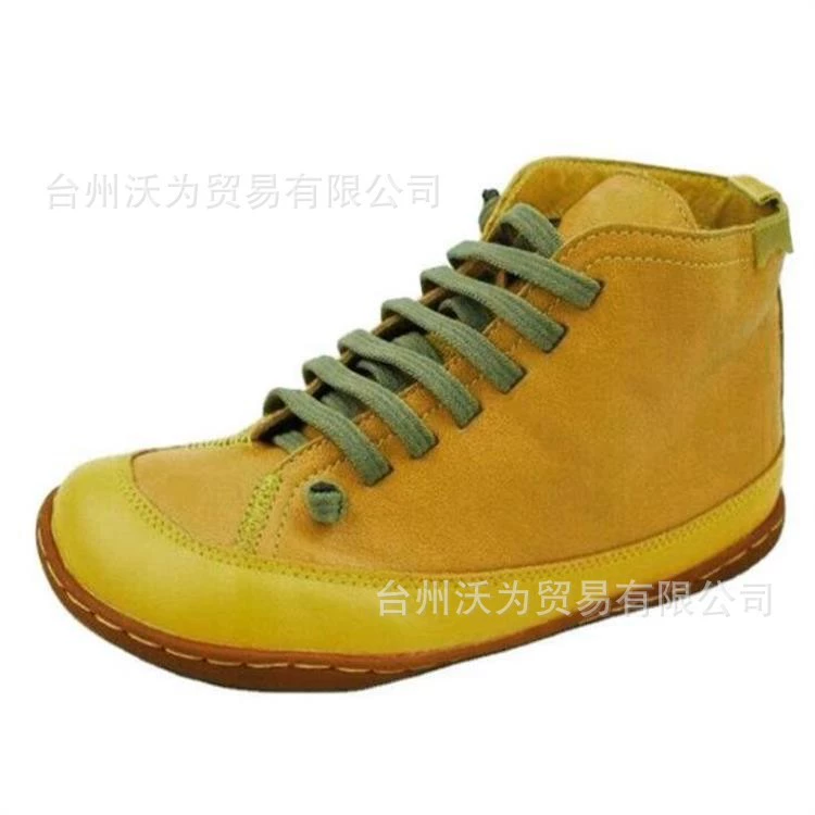 Трансграничные сапоги большого размера Martin женская внешняя торговля женская обувь осень-зима новая круглая голова европейские и американские женские передние шнуры плоские сапоги для отдыха