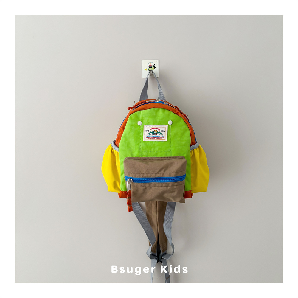 Ins Style Contrasting Color Children's Backpack, Lightweight and Breathable Kindergarten School Bag, Outdoor Travel Backpack for Boys and Girls