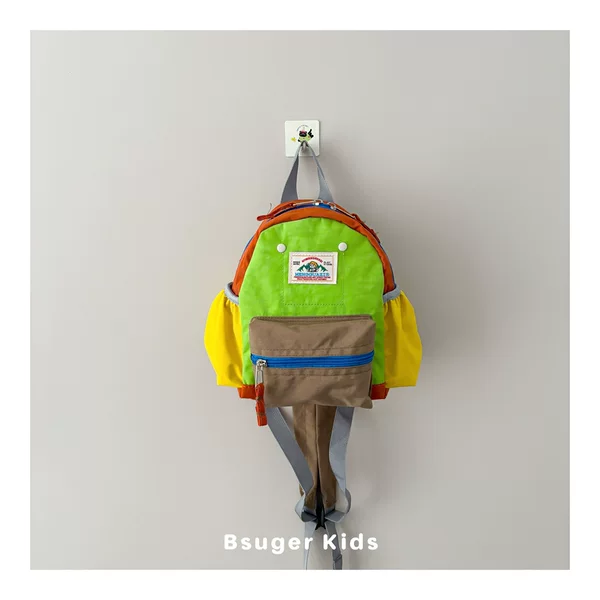 Ins Style Contrasting Color Children's Backpack, Lightweight and Breathable Kindergarten School Bag, Outdoor Travel Backpack for Boys and Girls