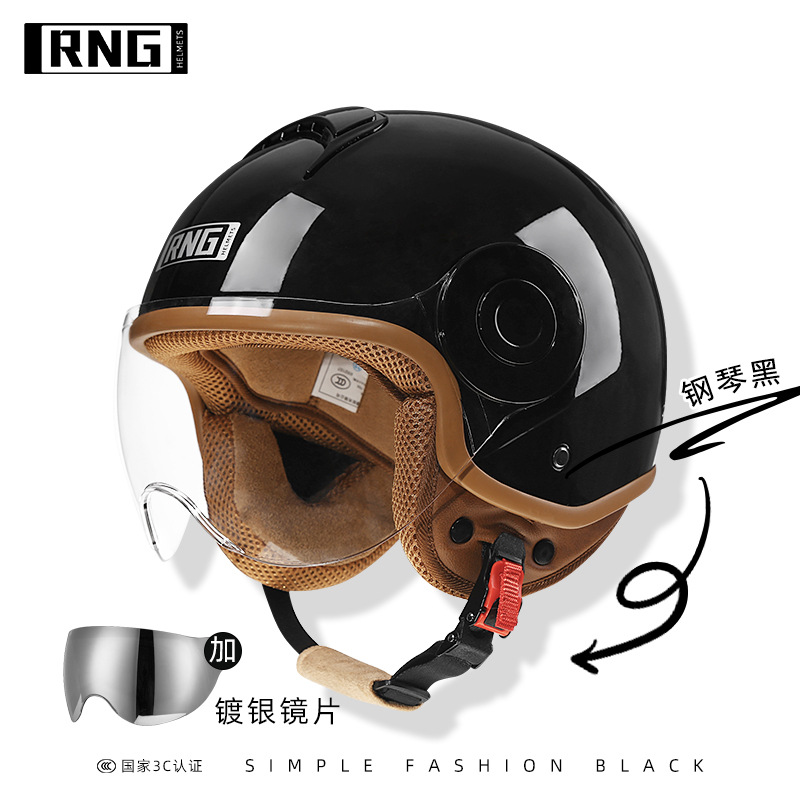 RNG nuevo estándar nacional 3C certificado motocicleta casco retro motocicleta casco 3/4 casco de los hombres y mujeres casco de coche eléctrico
