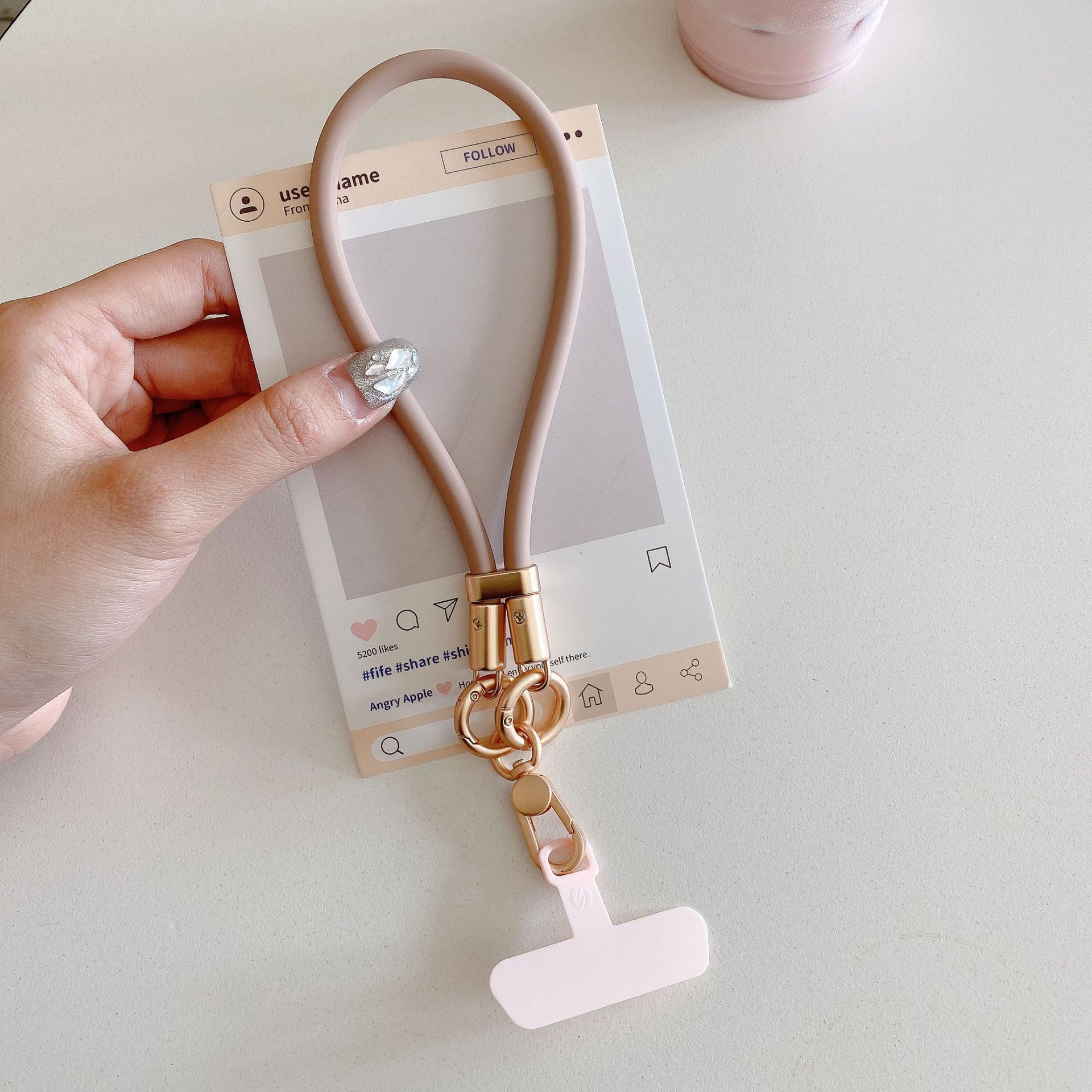 Silicona líquida cordón corto para teléfono móvil junta pulsera corta funda para teléfono móvil anti-pérdida para exteriores cadena de muñeca cuerda corta