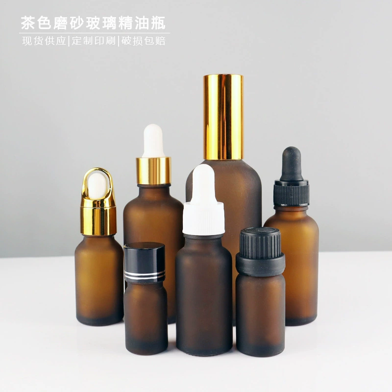 Оптовая продажа матовых коричневых флаконов для эфирных масел 10 мл, коричневых флаконов с пипеткой 30 мл, стеклянных флаконов с пипеткой для эссенций и жидкостей.