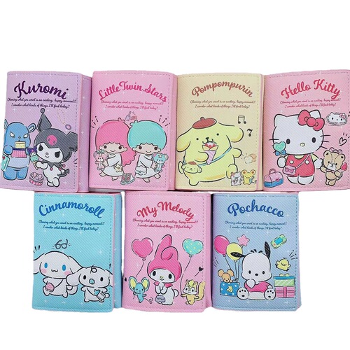 Super Cute Cartoon Short Wallet Family Pudding Dog Kurumi Tri-Fold Leather Purse Girl Teen Money Bag
