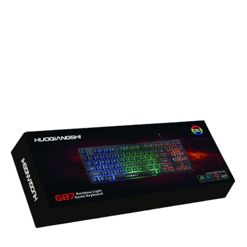 G87 с подсветкой игровая компактная клавиатура 87 клавиш для ноутбука, офисная игровая тонкоплёночная клавиатура