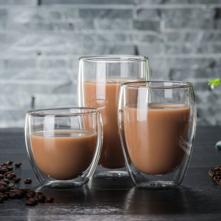 Manufacturer egg-shaped double-layer glass borosilicate glass transparent insulated coffee household juice Milk Cup Net Red Cup