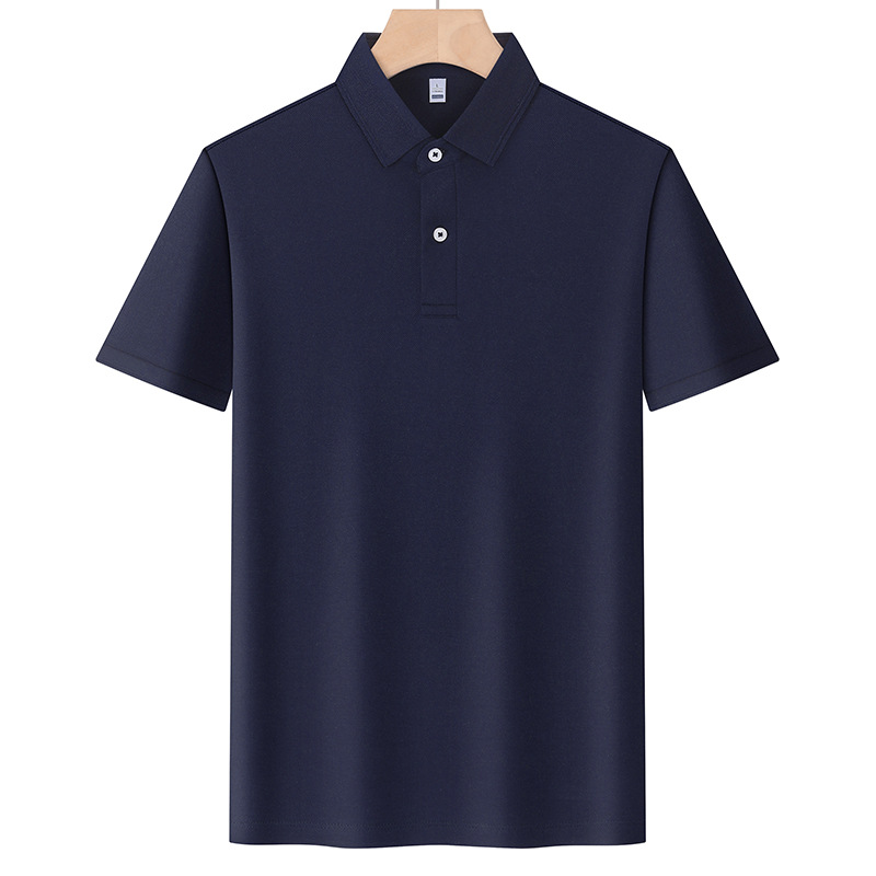 Negocio de dos botones antibacteriano fresco solapa de manga corta polo polo impresión personalizada logo verano hombre sentido avanzado