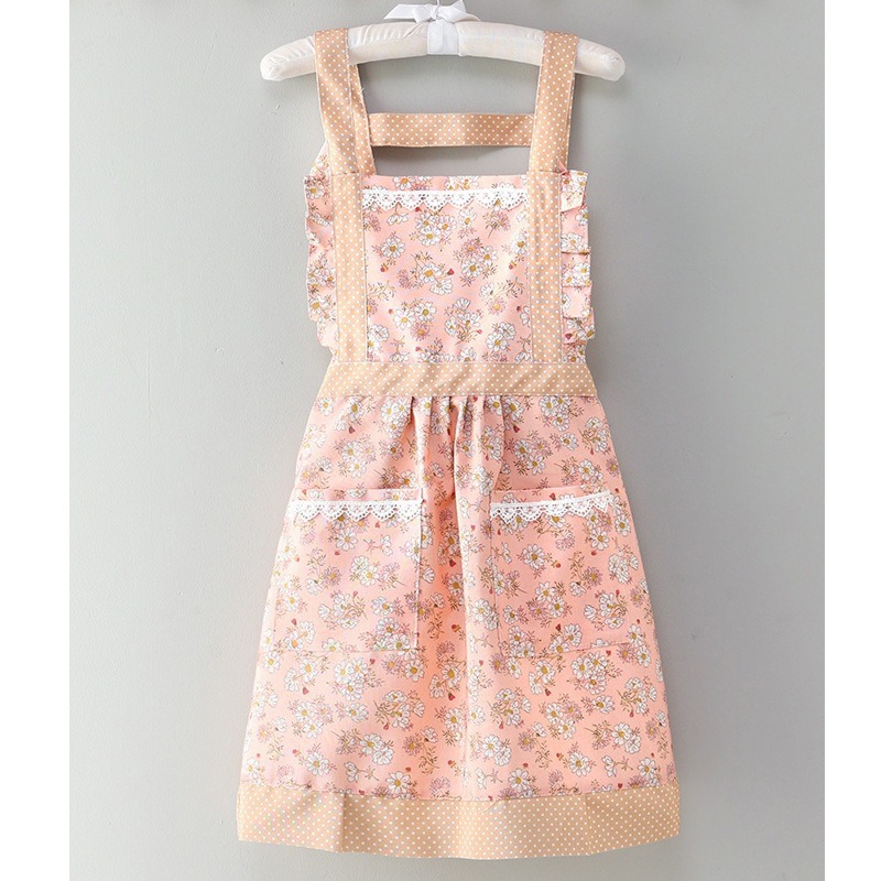 Nuevo delantal coreano, flor frita adorable, gruesa, resistente al desgaste, impermeable, mano limpiable, cocina doméstica, cintura para hombres y mujeres