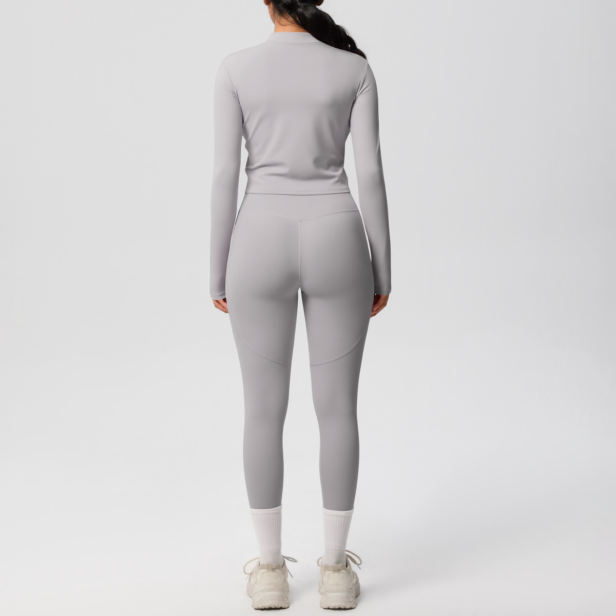 Sport Style Solid Color Nylon Spandex Zip Collar Tracksuit Coat Sweatpants display picture 46