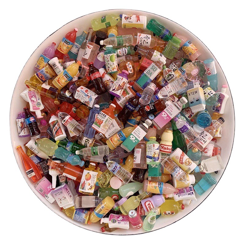 Mixta simulación botella de vino DIY al por mayor resina creativa botella de bebidas accesorios crema pegamento teléfono caso llavero DIY