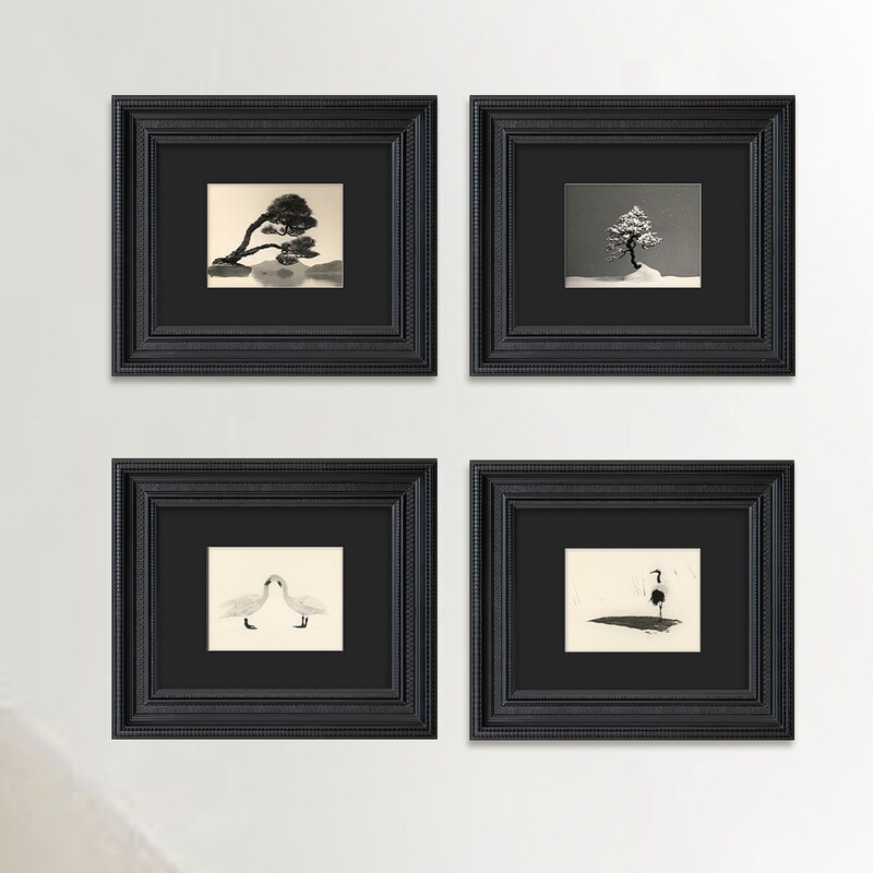Modern French-Style Living Room Decorative Painting, American Retro Entrance Hall Hanging Painting, Yamamoto Masanana Black and White Zen Photography Landscape Painting