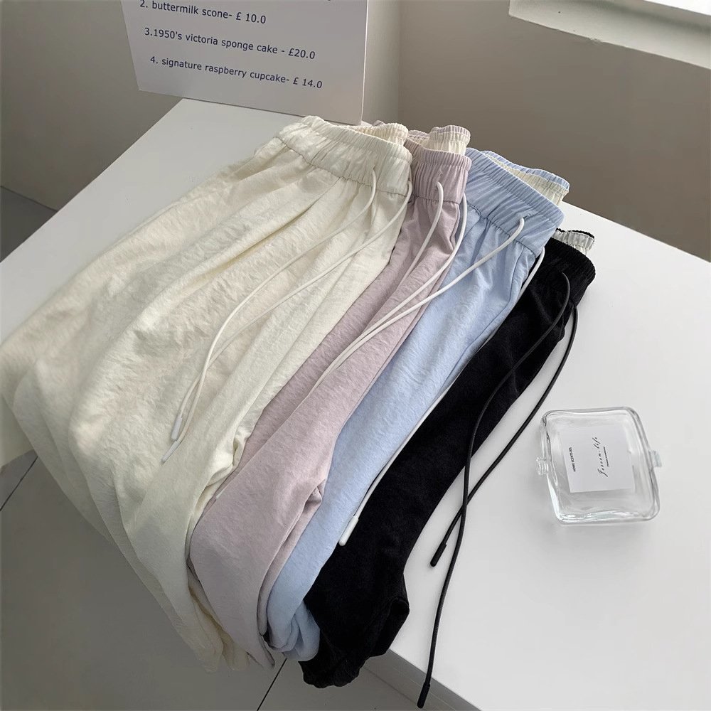 Irina Spring and Summer Cream Mousse Yamamoto Pants Cool Wide Leg Pants Paper Pants Lazy Loose Slimming Casual Pants for Women