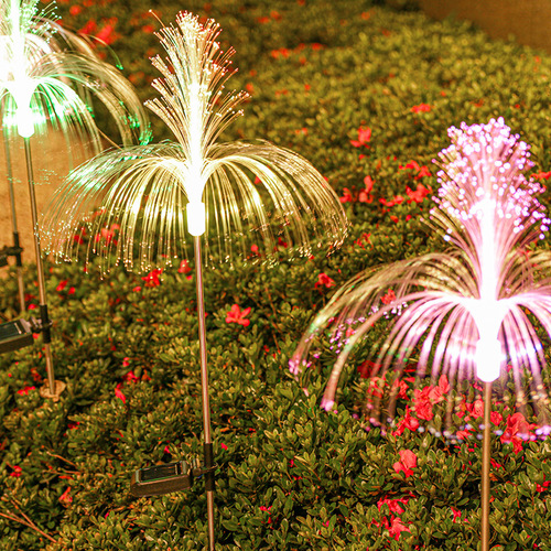 Solar fiber optic jellyfish lamp garden lamp outdoor villa garden waterproof atmosphere decoration flashing lantern lawn lamp