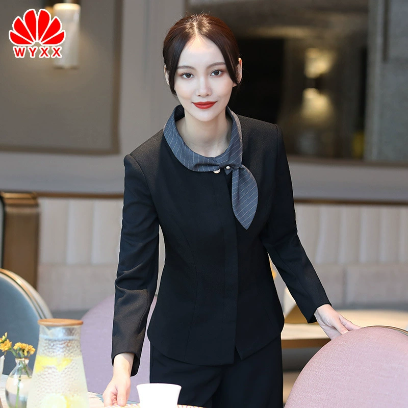 Отель официант рабочая одежда с длинным рукавом Ресторан Кейтеринг горячий горшок ресторан китайский ресторан официант рабочая одежда осенняя и зимняя одежда для женщин