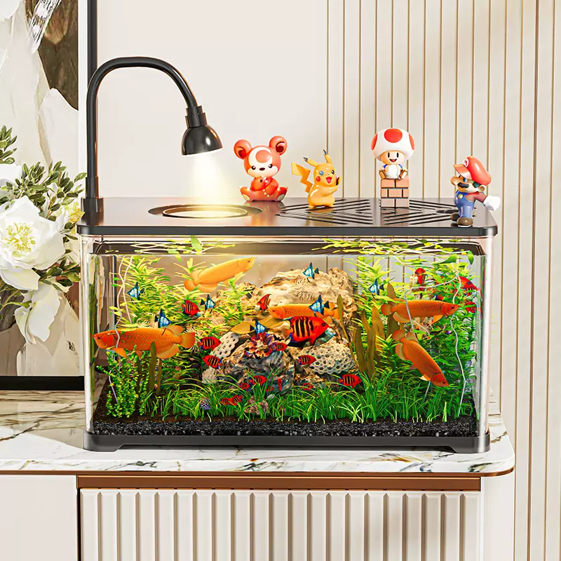 透明塑料鱼缸水族箱桌面微景观造景办公室观赏乌龟缸耐碰耐摔批发