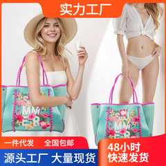 現物は潜水材料のビーチバッグのフラミンゴのハンドバッグの女性のファッションの大容量のハンドバッグを代行します。