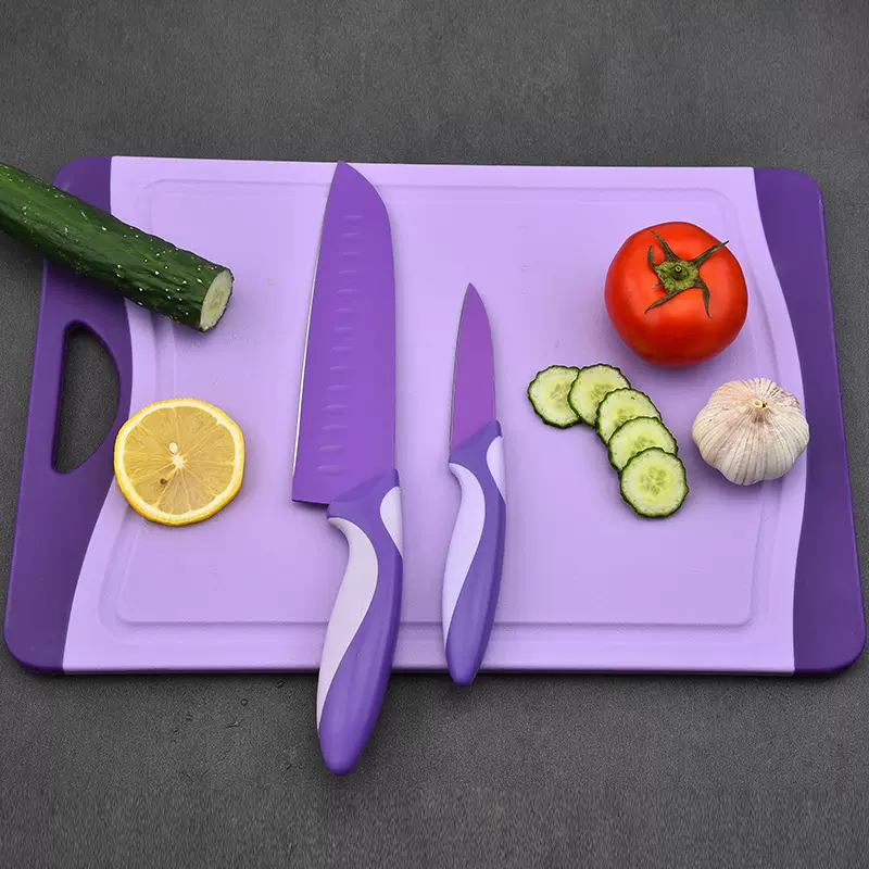厂家现货 彩色3件套厨房菜板不锈钢水果刀具砧板组合套装