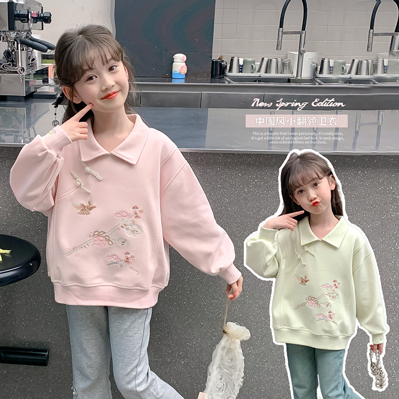 Little Girl Traditional Style Hoodie 2024 New Arrival Chinese Style Spring Dress for Girls Spring Buttoned Clothes Children Spring and Autumn Top