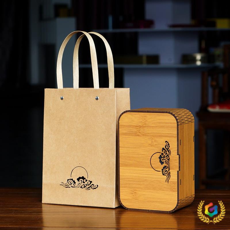 ✅仿竹制大红袍茶叶包装空礼盒泡袋西湖龙井红茶绿茶现货竹盒