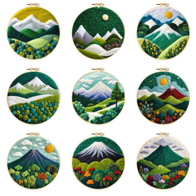 Home Decoration Photo Frame Decorative Painting Mountain Flowing Water Wool Felt DIY Material Package Couple Handmade Gift