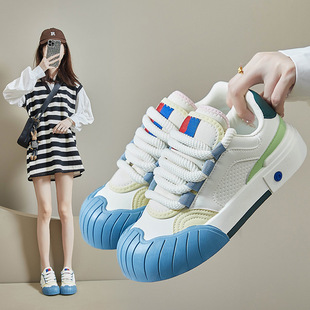 2025 Spring White Shoes New K-Style Ins Female Students Thick Sole Heightening Sports Trbottomy Casual Sneakers Trend E801