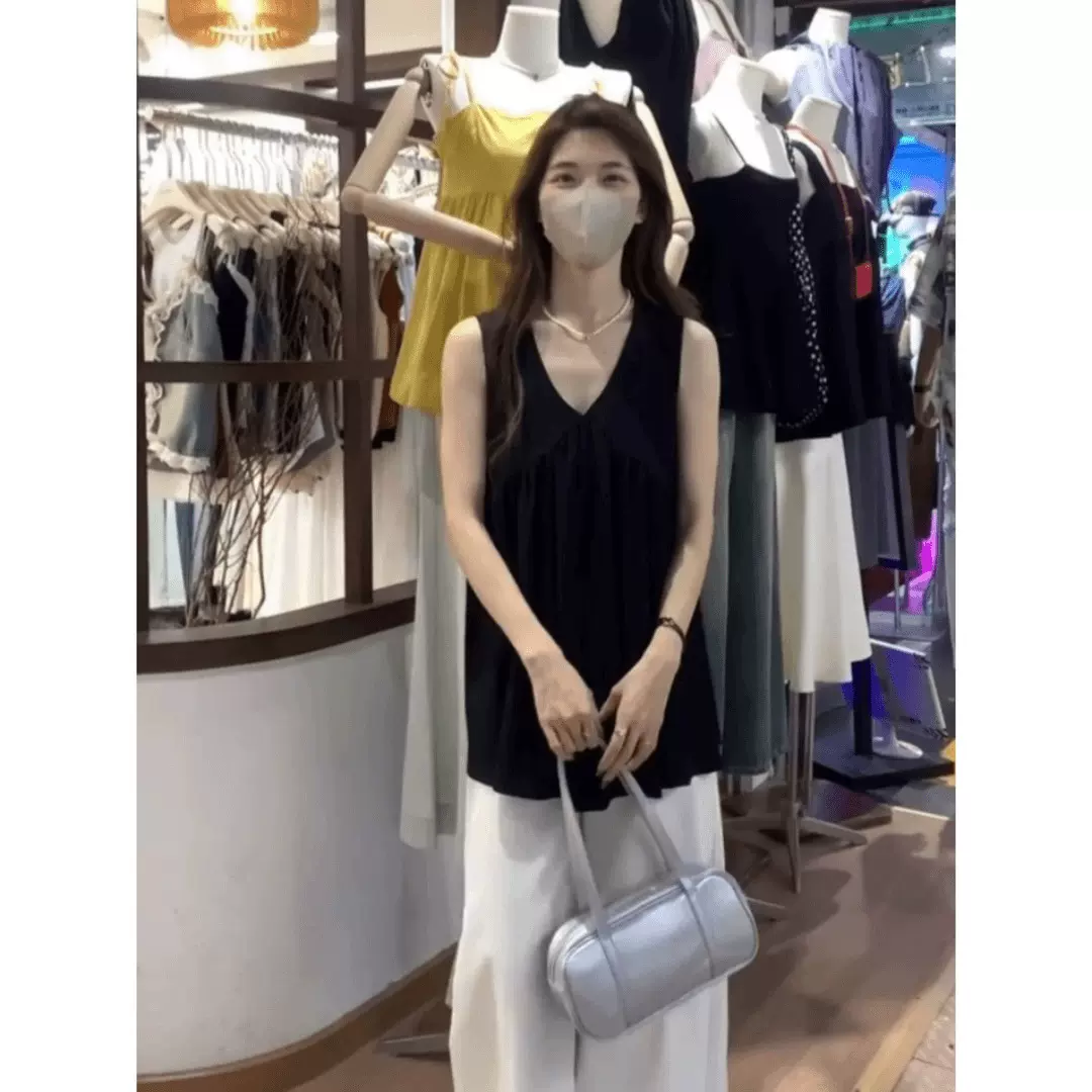 春夏季百搭宽松慵懒风打底可外穿小吊带背心女式内搭遮肉无袖上衣