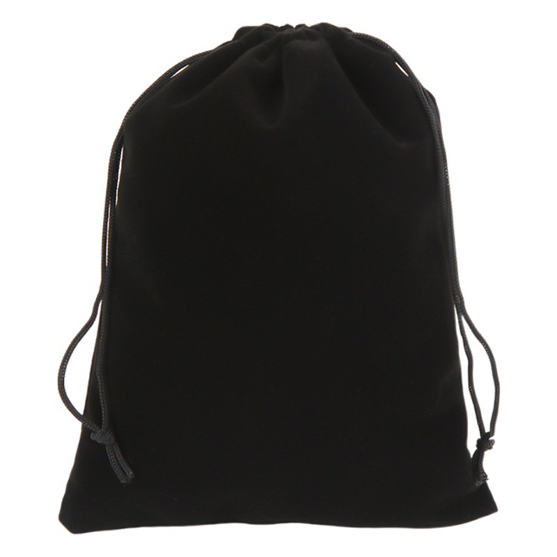 Bolsa de terciopelo negro de alta gama con cordón flocado gafas de tela auriculares de almacenamiento de energía móvil embalaje bolsa de regalo