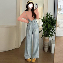 【正反两穿】孕妇背带裤秋装套装时尚洋气前后两穿时尚阔腿牛仔裤